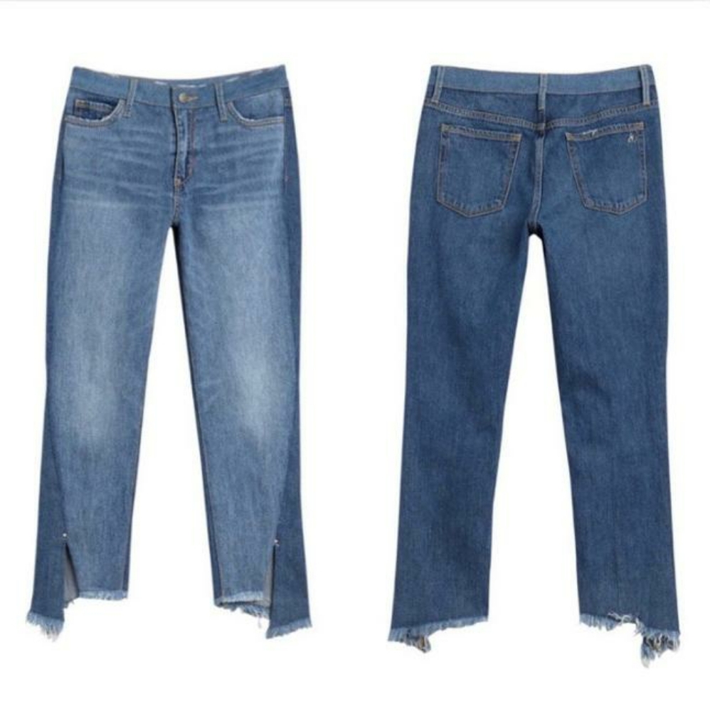 THE MARY JANE HIGH RISE STRAIGHT ANKLE in DISTRESSED MEDIUM